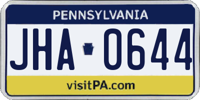 PA license plate JHA0644