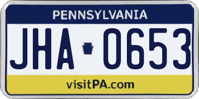 PA license plate JHA0653