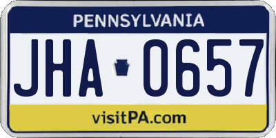 PA license plate JHA0657