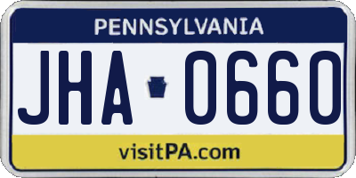 PA license plate JHA0660