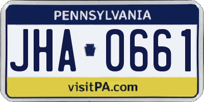PA license plate JHA0661