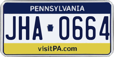 PA license plate JHA0664