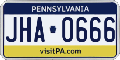 PA license plate JHA0666