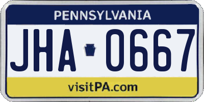 PA license plate JHA0667