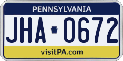 PA license plate JHA0672