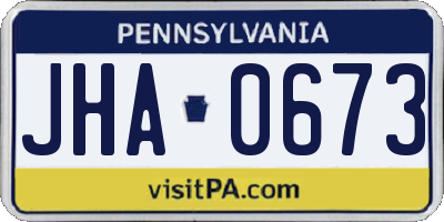 PA license plate JHA0673