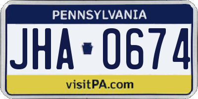 PA license plate JHA0674