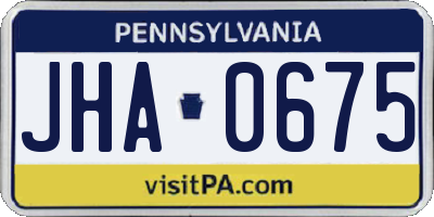 PA license plate JHA0675