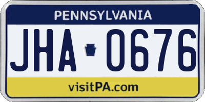 PA license plate JHA0676
