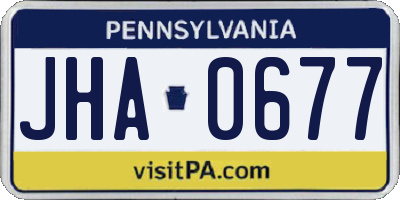 PA license plate JHA0677