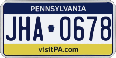 PA license plate JHA0678