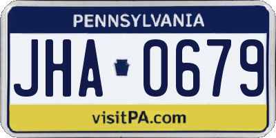 PA license plate JHA0679