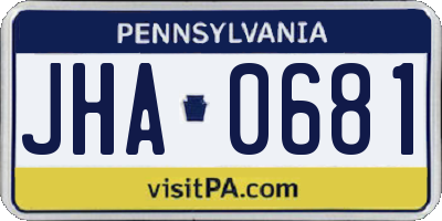 PA license plate JHA0681