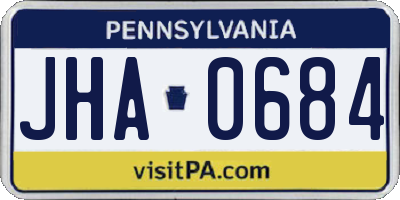 PA license plate JHA0684