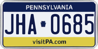 PA license plate JHA0685