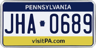 PA license plate JHA0689