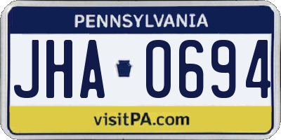 PA license plate JHA0694