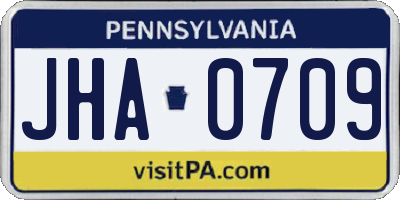 PA license plate JHA0709
