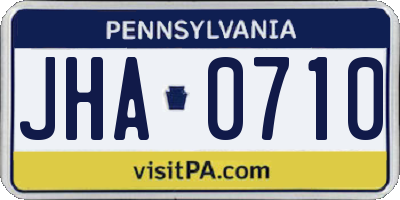 PA license plate JHA0710