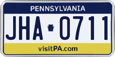 PA license plate JHA0711