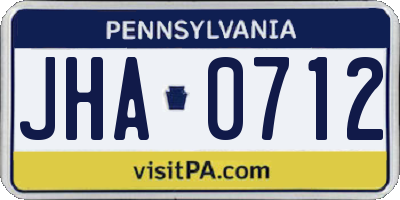 PA license plate JHA0712