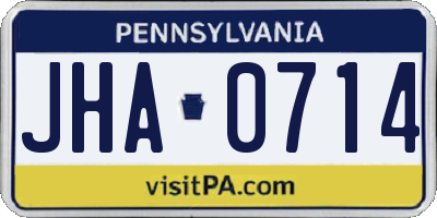 PA license plate JHA0714
