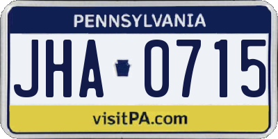 PA license plate JHA0715
