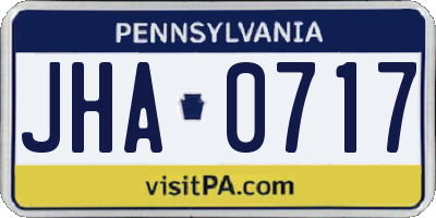PA license plate JHA0717