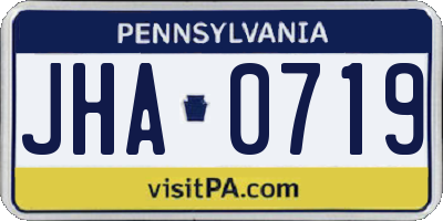 PA license plate JHA0719