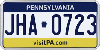 PA license plate JHA0723