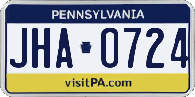 PA license plate JHA0724