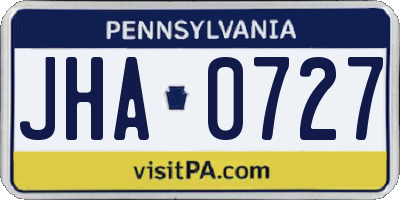 PA license plate JHA0727