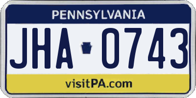 PA license plate JHA0743