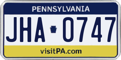 PA license plate JHA0747
