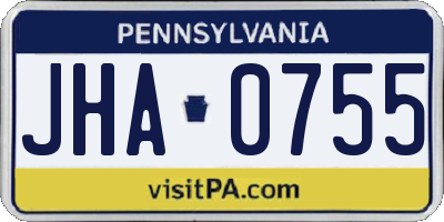 PA license plate JHA0755