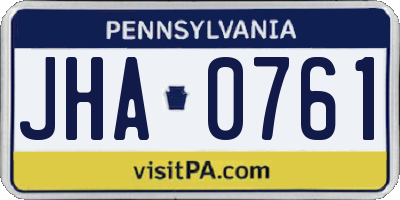 PA license plate JHA0761