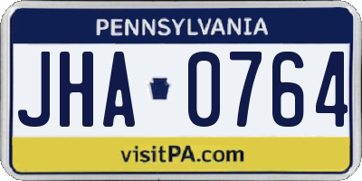 PA license plate JHA0764