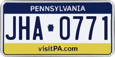 PA license plate JHA0771