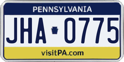 PA license plate JHA0775