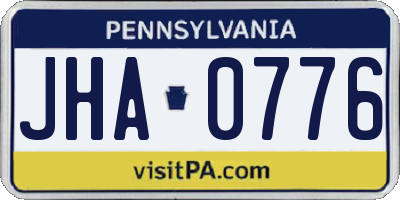 PA license plate JHA0776