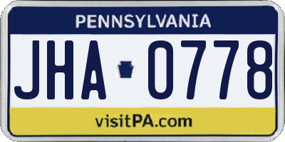 PA license plate JHA0778