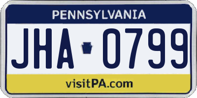 PA license plate JHA0799