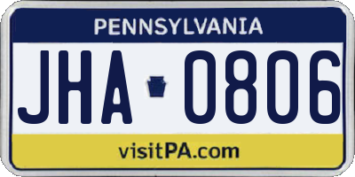 PA license plate JHA0806