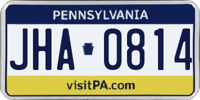 PA license plate JHA0814