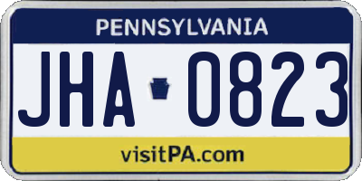 PA license plate JHA0823