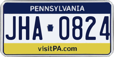 PA license plate JHA0824