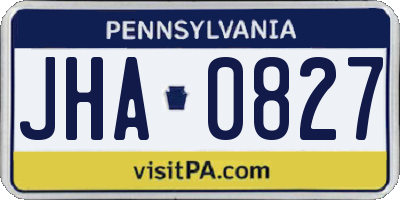 PA license plate JHA0827