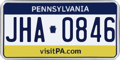 PA license plate JHA0846
