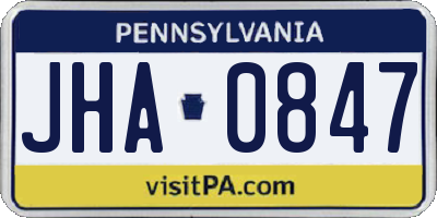 PA license plate JHA0847