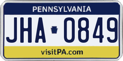 PA license plate JHA0849